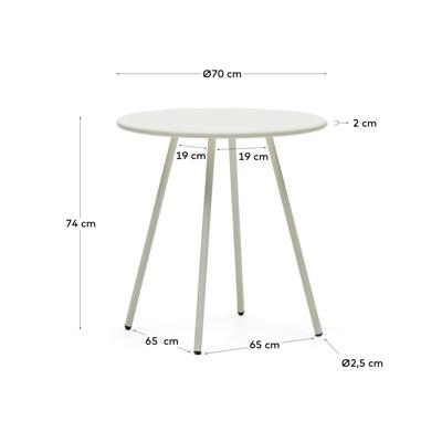Стол La Forma (ех Julia Grup) Montjoi Круглый уличный стол из стали с белой отделкой Ø 70 см арт. 157097