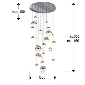 Подвесной светильник Schuller Подвесной светильник Sphere LED 27L Ø80 DIM BLUETOOTH CCT цветной арт. 109087
