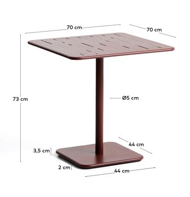 Стол La Forma (ех Julia Grup) Уличный стол Brai из оцинкованной стали бордового цвета, 70 x 70 см арт. 482207
