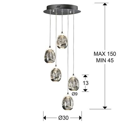 Подвесной светильник Schuller Люстра Rocio LED 5L DIM хром арт. 064318