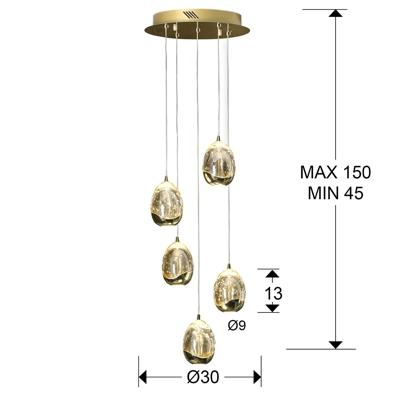 Подвесной светильник Schuller Люстра Rocio LED 5L DIM золотая арт. 064320