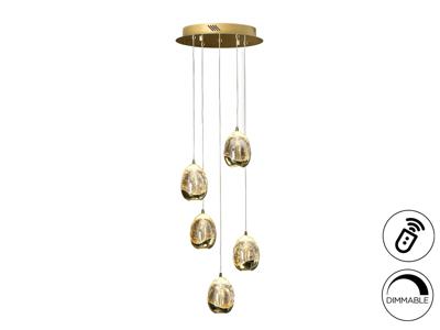 Подвесной светильник Schuller Люстра Rocio LED 5L DIM золотая арт. 064320