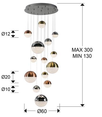 Подвесной светильник Schuller Люстра Sphere 14L разноцветная D60 DIMABLE арт. 192847