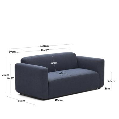 Диван La Forma (ех Julia Grup) Neom 2-местный модульный диван синего цвета 188 см арт. 157107