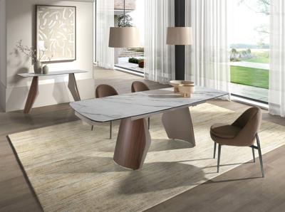 Стол Angel Cerda Раздвижной обеденный стол 1193 из керамики в мраморной отделке, стали и ореха арт. 482037