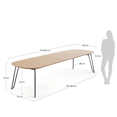 Стол La Forma (ех Julia Grup) Стол Novaks 170 (320) х100 черный, шпон дерева арт. 067357