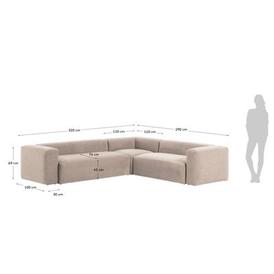 Диван La Forma (ех Julia Grup) Угловой 5 местный диван Blok 320 x 290 cm бежевый арт. 088189