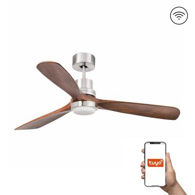 Вентилятор  Faro Потолочный вентилятор LANTAU L DC Ш1320 матовый никель/орех 3 P LED 15W TUYA арт. 219935