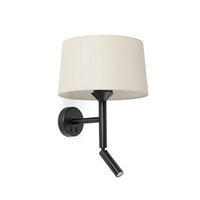 Бра Faro Настенный светильник Windsor черный/Leinen с ридером 1xE27 арт. 219401