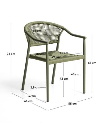 Стул La Forma (ех Julia Grup) Уличный стул Livadia из зеленого алюминия и веревки арт. 482291