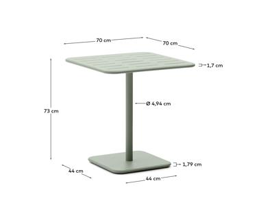 Стол La Forma (ех Julia Grup) Уличный стол Brai из оцинкованной стали бирюзового цвета 70 x 70 см арт. 262361