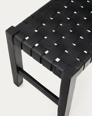 Скамья La Forma (ех Julia Grup) Скамья Calixta из кожи и красного дерева с черной отделкой 120 см арт. 201769