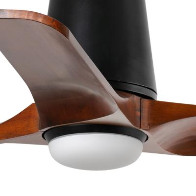 Вентилятор  Faro Потолочный вентилятор HEYWOOD TUB S Ш900mm черный/орех 3P LED 10W CCT арт. 220197