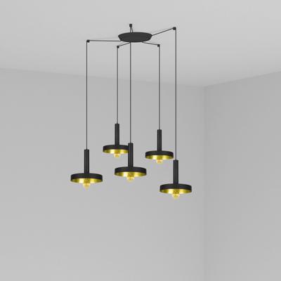 Подвесной светильник Faro Люстра Whizz 5L черная / золотая арт. 107768