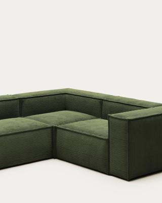 Диван La Forma (ех Julia Grup) 3-местный угловой диван Blok в зеленом толстом вельвете 290 x 230 см арт. 109755