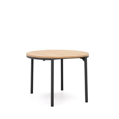 Стол La Forma (ех Julia Grup) Montuiri Круглый раздвижной стол из дубового шпона с ножками черного цвета, Ø90(170) см арт. 192127
