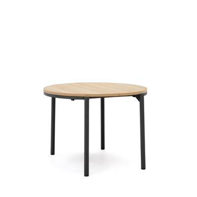 Стол La Forma (ех Julia Grup) Montuiri Круглый раздвижной стол из дубового шпона с ножками черного цвета, Ø90(170) см арт. 192127