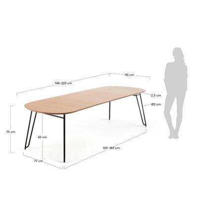 Стол La Forma (ех Julia Grup) Стол Novaks 140 (220) х90 черный, шпон натуральный арт. 067355