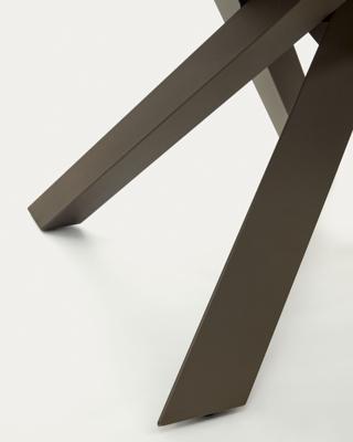 Стол La Forma (ех Julia Grup) Vashti Круглый раздвижной стол из керамики и стали с коричневой отделкой Ø 120(160) см арт. 148222