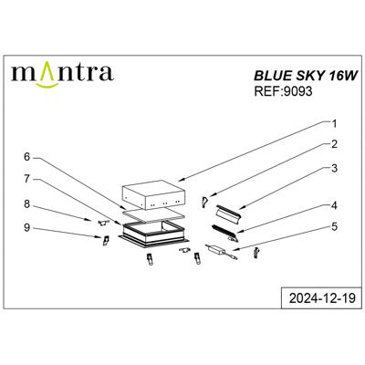 Встраиваемый светильник Mantra 9093 Встраивамое светодиодное окно MANTRA BLUE SKY арт. 407915