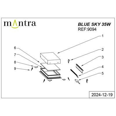 Встраиваемый светильник Mantra 9094 Встраивамое светодиодное окно MANTRA BLUE SKY арт. 407917