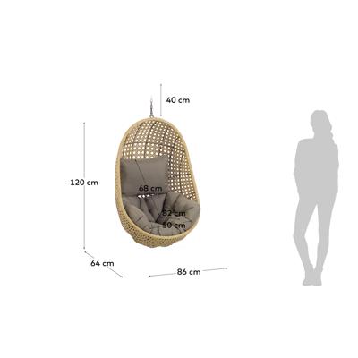 Кресло подвесное La Forma (ех Julia Grup) Подвесное кресло Cira с натуральной отделкой арт. 097586