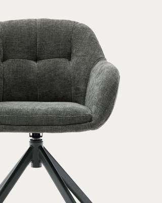 Офисное кресло La Forma (ех Julia Grup) Dorina Вращающееся кресло из зеленого шенилла и стальными зелеными ножками арт. 218523