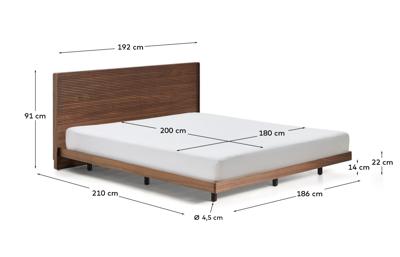 Кровать La Forma (ех Julia Grup) Кровать Norlen из орехового шпона с темной отделкой LED 180 x 200 см арт. 424879
