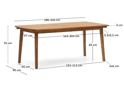 Стол La Forma (ех Julia Grup) Thianna Раскладной уличный стол из массива акации 180 (240) x 90 см арт. 157405