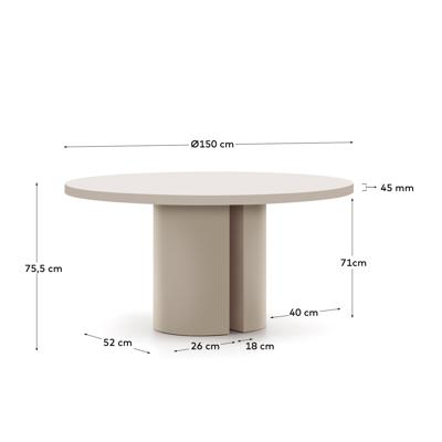 Стол La Forma (ех Julia Grup) Круглый стол Nealy из лакированного МДФ в отделке экрю, Ø 150 см арт. 208273