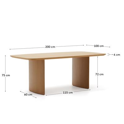 Стол La Forma (ех Julia Grup) Litto Стол обеденный из дубового шпона 200 х 100 см арт. 181461