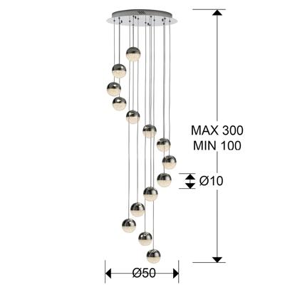 Подвесной светильник Schuller Подвесной светильник Sphere LED 14L Ø51 DIM BLUETOOTH хром арт. 109025