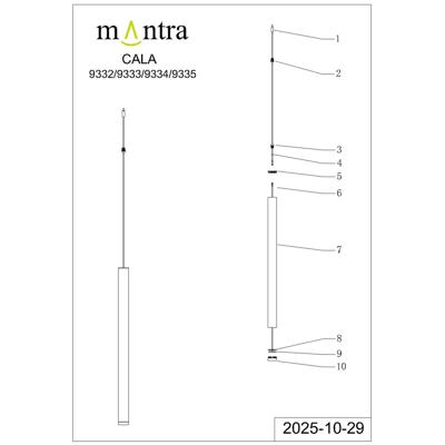 Подвесной светильник Mantra 9332 Подвесной модульный светильник без основания CALA Mantra арт. 496870