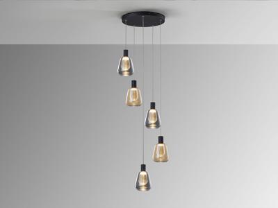 Подвесной светильник Schuller Люстра Carisa 5L черный/золотой D40 арт. 263342