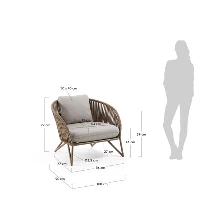Кресло La Forma (ех Julia Grup) Веревочное кресло Branzie коричневое арт. 068433
