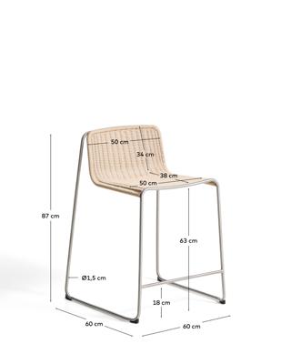 Стул барный La Forma (ех Julia Grup) Уличный полубарный стул Tavari из бежевой веревки и стали арт. 481657