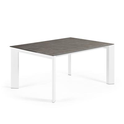 Стол La Forma (ех Julia Grup) Стол Atta 160 (220)x90 керамика Vulcano Ash, белые ножки арт. 051214