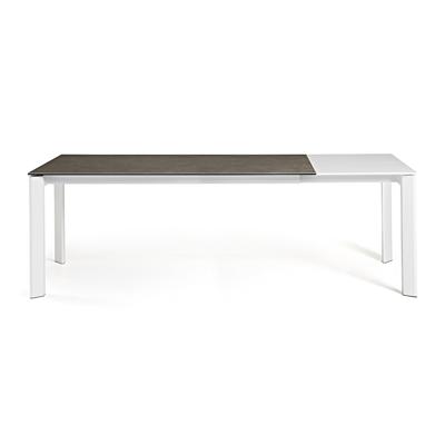 Стол La Forma (ех Julia Grup) Стол Atta 160 (220)x90 керамика Vulcano Ash, белые ножки арт. 051214