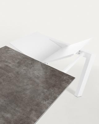 Стол La Forma (ех Julia Grup) Стол Atta 160 (220)x90 керамика Vulcano Ash, белые ножки арт. 051214