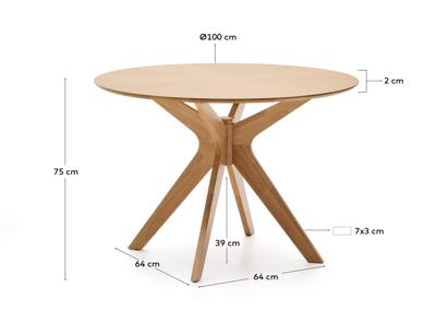 Стол La Forma (ех Julia Grup) Круглый стол Naanim из дубового шпона, Ø 100 см арт. 483343