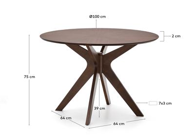 Стол La Forma (ех Julia Grup) Круглый стол Naanim из орехового шпона, Ø 100 см арт. 483345