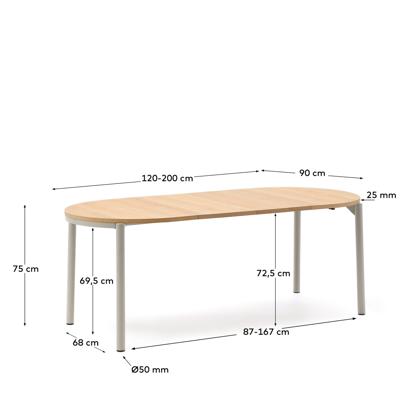 Стол La Forma (ех Julia Grup) Montuiri круглый раздвижной стол из дубового шпона и белой стали арт. 192656