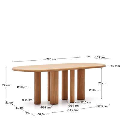 Стол La Forma (ех Julia Grup) Mailen Овальный стол из шпона ясеня с натуральной отделкой Ø 220 x 100 см арт. 179292