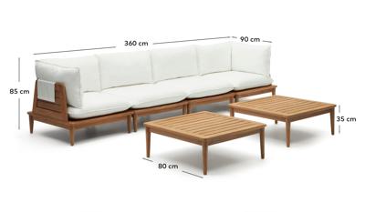 Комплект La Forma (ех Julia Grup) Portitxol Комплект из модульного дивана и 2-х журнальных столиков из массива тика арт. 157171