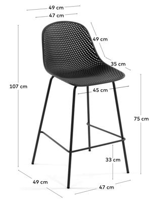 Стул барный La Forma (ех Julia Grup) Барный стул Quinby серый арт. 070432