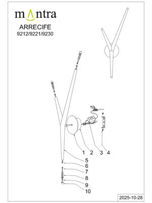 Бра Mantra 9221 Настенный светильник ARRECIFE Mantra арт. 496830