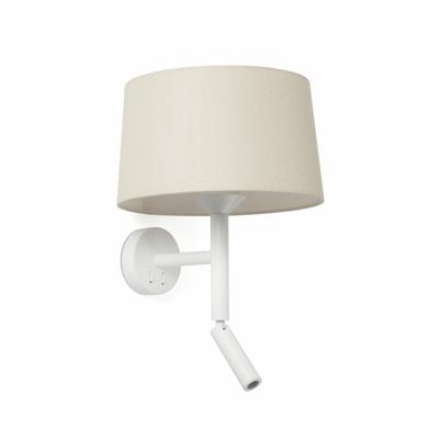 Бра Faro Настенный светильник Windsor белый/Leinen с ридером 1xE27 арт. 219403