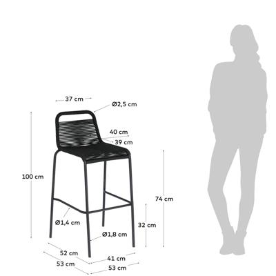 Стул барный La Forma (ех Julia Grup) Барный стул Glenville 74 см черный арт. 081772