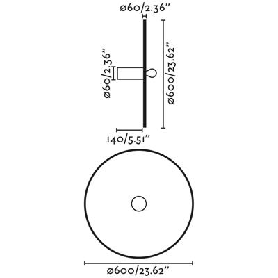 Бра Faro Настенный/потолочный светильник Costas 600 H140 черный/из ротанга арт. 152551