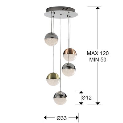 Подвесной светильник Schuller Подвесной светильник Sphere 5L LED разноцветный арт. 098214